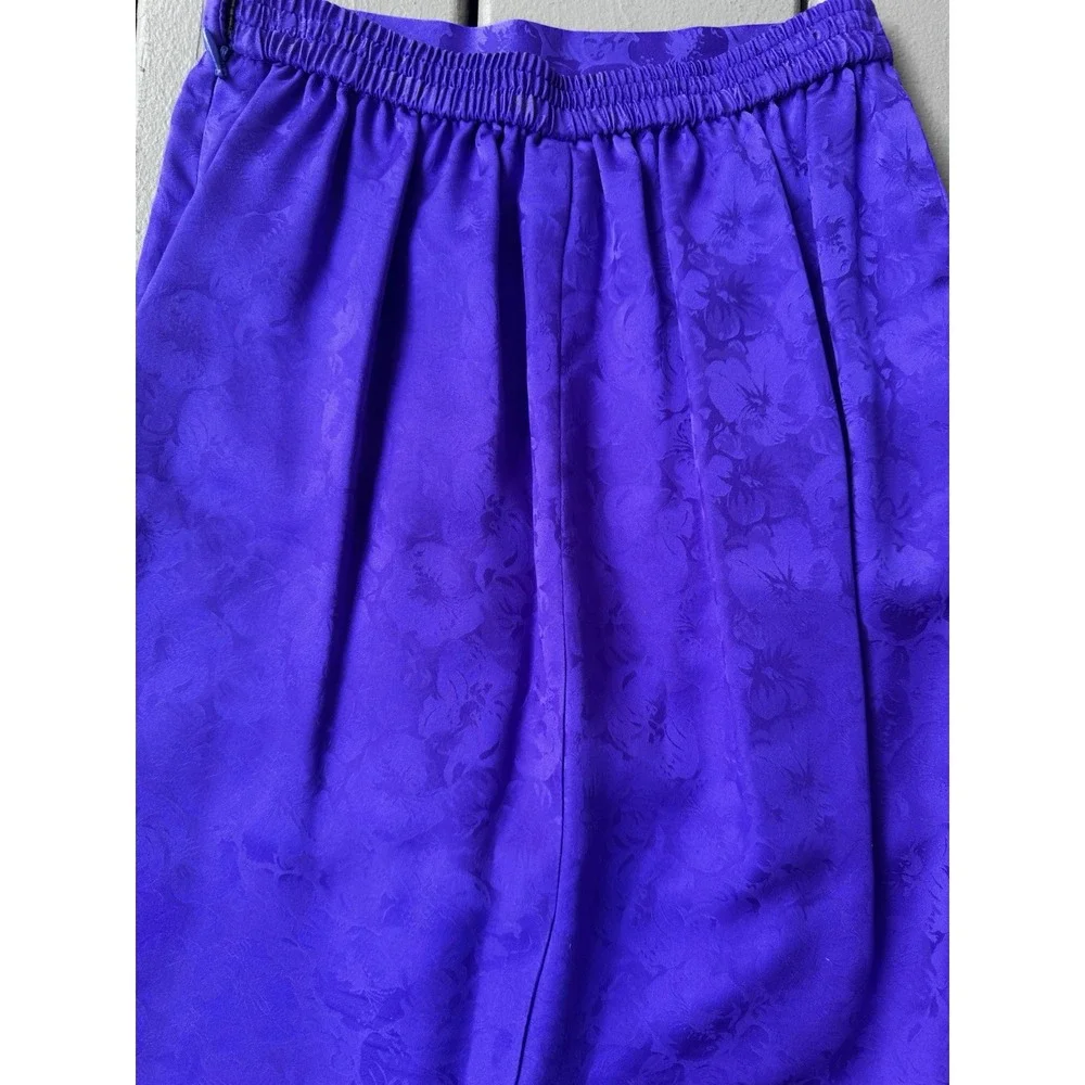 Women's Purple 100% Silk Skirt Floral Pattern Sz 4 Preppy Korea Short‎ Mini READ